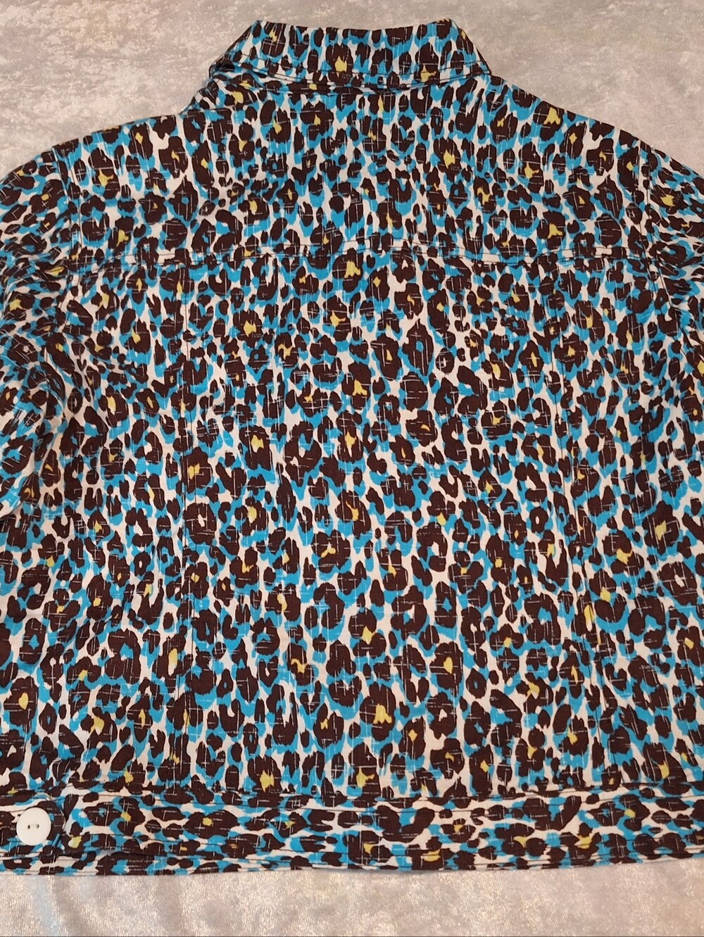 Ruby Rd. 16P Teal & Brown Leopard Print Button-Front Jacket. Linen blend. - Picture 15 of 16